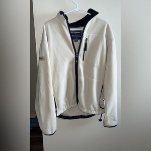 Vintage Polo Sport Ralph Lauren Fleece Sweater L cream and black full zip jacket
